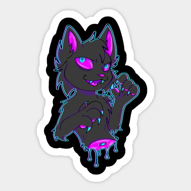 Neon blood cat Sticker by amberdatiger